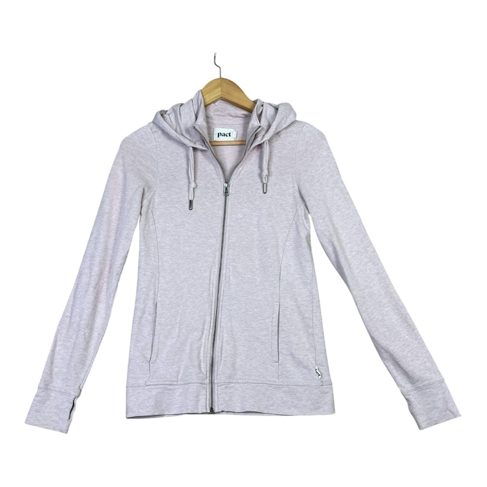 Pact Hoodie Women Hoodie Size XS Pink Stretch French Terry Zip Organic Cotton